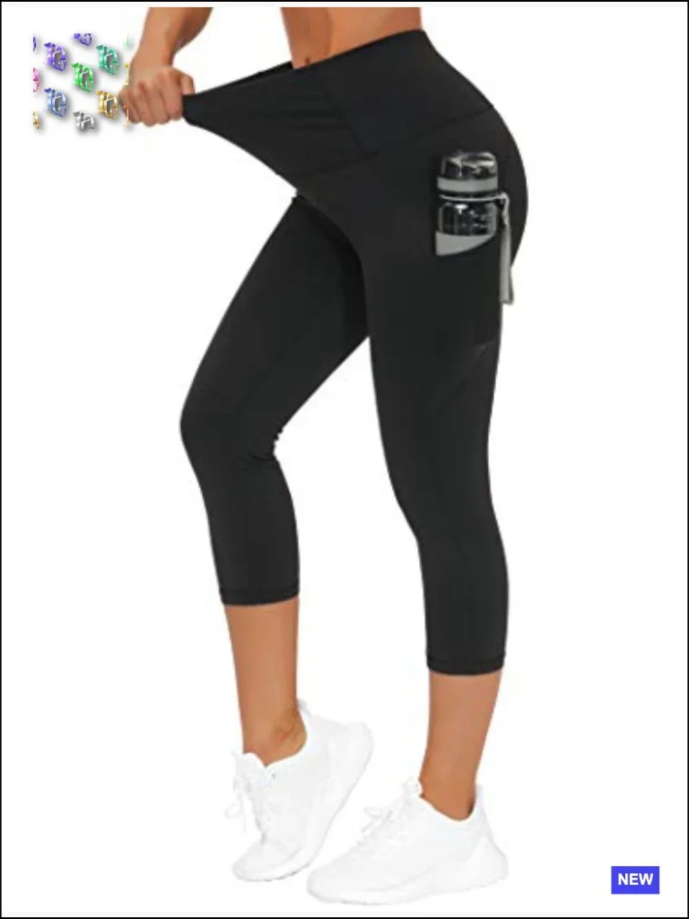 High Waist Capri Yoga Leggings with Pockets Tummy Control Workout Running